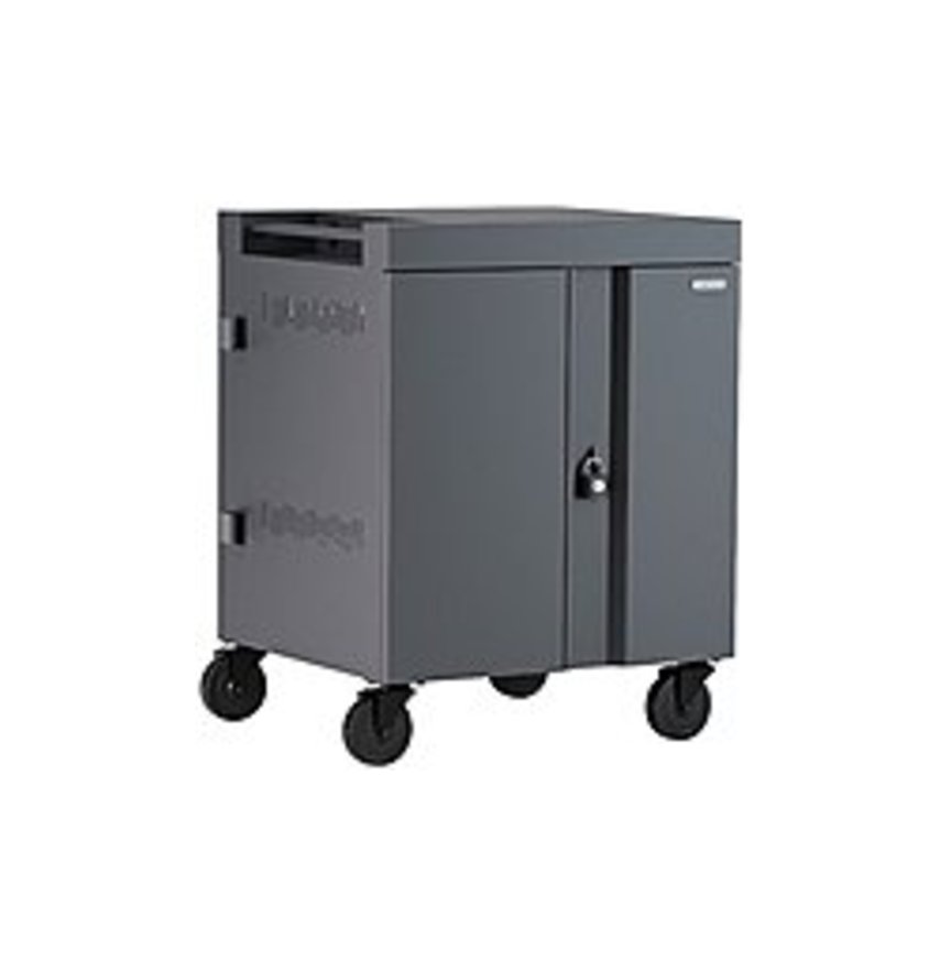 Bretford CUBE Cart 36, AC Charging, Charcoal Paint - 2 Shelf - 4 Casters - Polypropylene, Steel - 30" Width x 26.5" Depth x 37.5" Height - Charcoal -