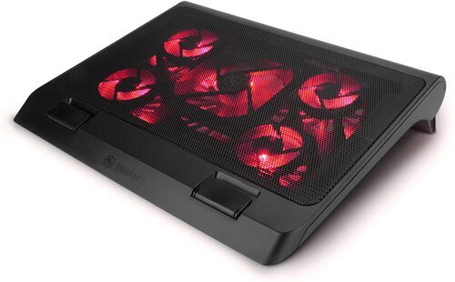 Support de refroidissement pour ordinateur portable de jeu ENHANCE ENGXC10100RDEW - 5 ventilateurs - Vitesse de ventilateur réglable - 2 ports USB 2.0 - Ordinateurs portables 17 pouces - Rouge