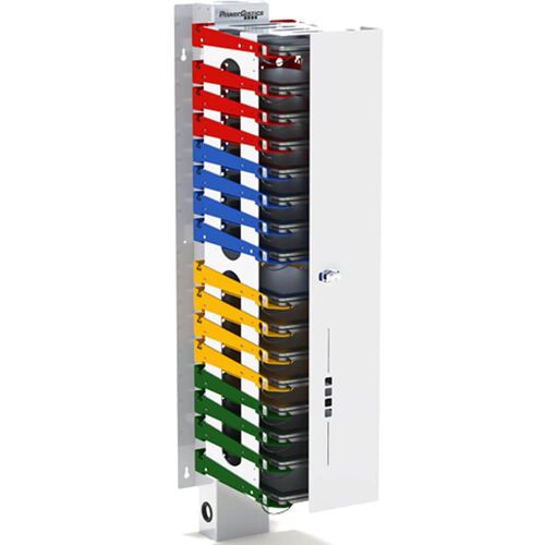 PowerGistics 1C160 CORE16 Wall Mount Charging Tower - 16 Shelf - Chromebooks And Tablets - 14.8 Inches - Antimicrobial Powder Coating - Locking Front