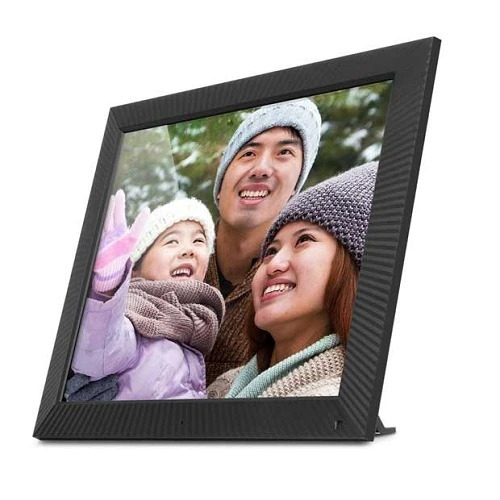 Digital Photo Frame - 17 Inches - 32 GB - 1280 x 960 - Touchscreen - Built-in Stereo Speakers - Matte Black - Aluratek AWS217F