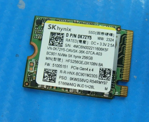 (Hynix HFS256GEJ3X108N) 256gb Bc901 M.2 - 2230 - 30mm Pci-e 4.0 X4 Mini Sata Nvme SSD - Dell K72Y5