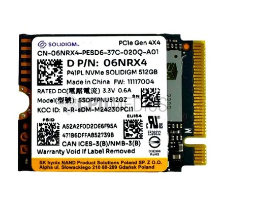 Dell 6NRX4 (Solidigm SSDPFPNU512GZ) Solid State Drive - 512 GB - NVMe - M.2 2230 - PCIe Gen 4.0 X4 - NVMe