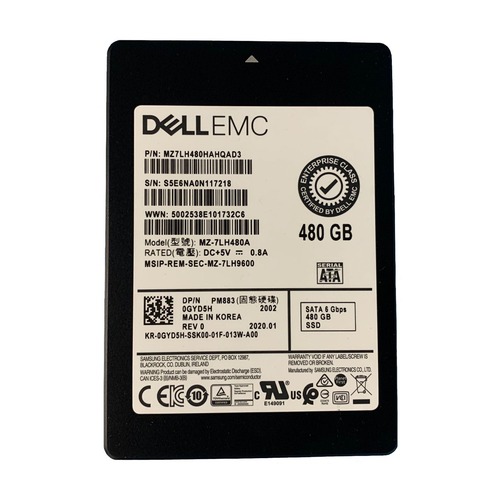 Dell GYD5H 480 GB 2.5 Inches Solid State Drive For PowerEdge R640 - 6 Gbps - SATA - Read Intensive - Triple Level Cell - Hot Swap - MZ-7LH480A