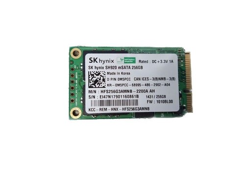 Dell M5PCC (Sk Hynix HFS256G3AMNB-2200A) 256GB Internal Solid State Drive - SATA 6.0 Gbps - MSATA - Multi-level Cell (MLC) - SLC Cache