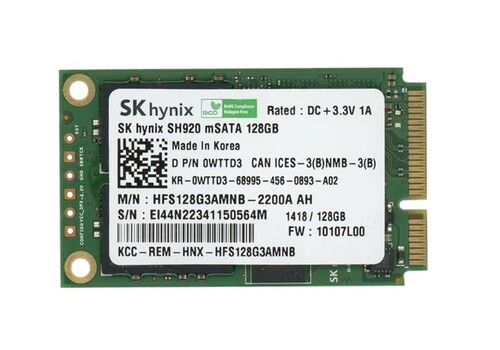 Dell WTTD3 (Sk Hynix HFS128G3AMNB-2200A) SK Hynix SH920 Series 128GB Internal Solid State Drive - SATA 6Gbps - MSATA - Multi-level Cell (MLC)