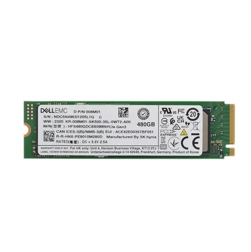 Dell 08M01 (Sk Hynix HFS480GDC8X099N) 480 GB Read Intensive Solid State Drive - M.2 2280 - NVMe - PCI Express 3.0 X4 - PE8010 Series