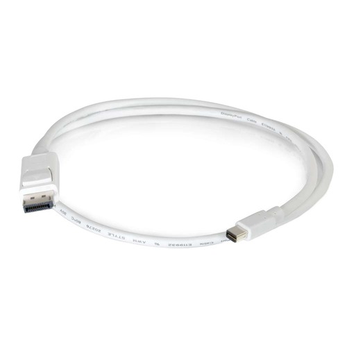 C2G 757120542988 6 Feet M/M Mini DisplayPort To DisplayPort Adapter Cable - White - 1x Mini DisplayPort Male Thunderbolt - 1x DisplayPort Male Digital